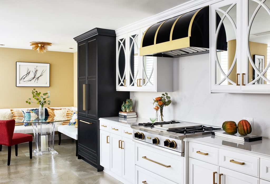 case design remodeling kitchen with black pull cabinet with matching range hood and stove top